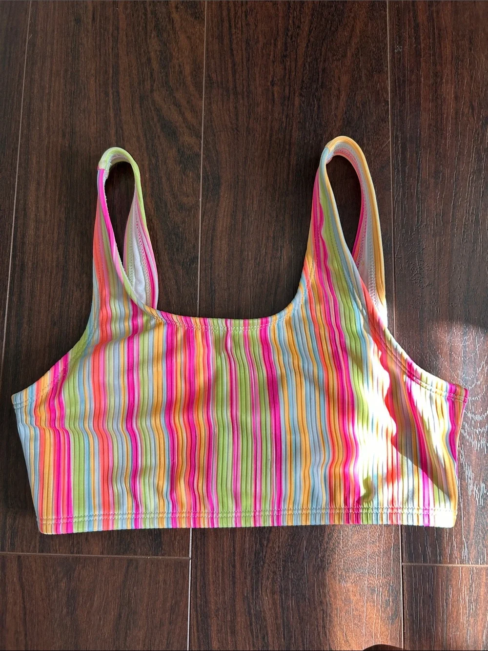 art class Pink, Yellow & Green Striped Girls Two-Piece Bikini